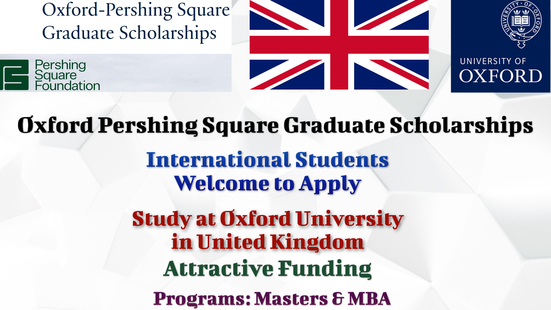 Oxford Pershing Square Graduate Scholarships