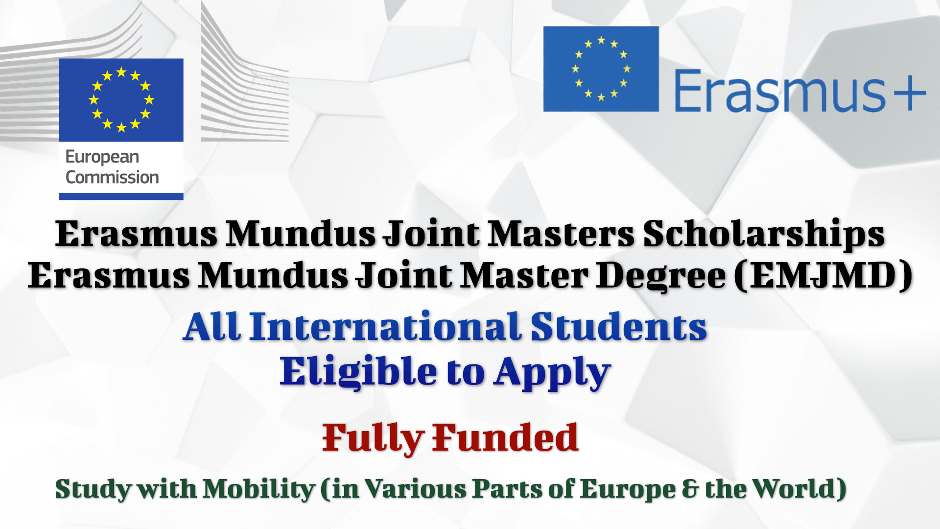 Erasmus Mundus Joint Masters Scholarships