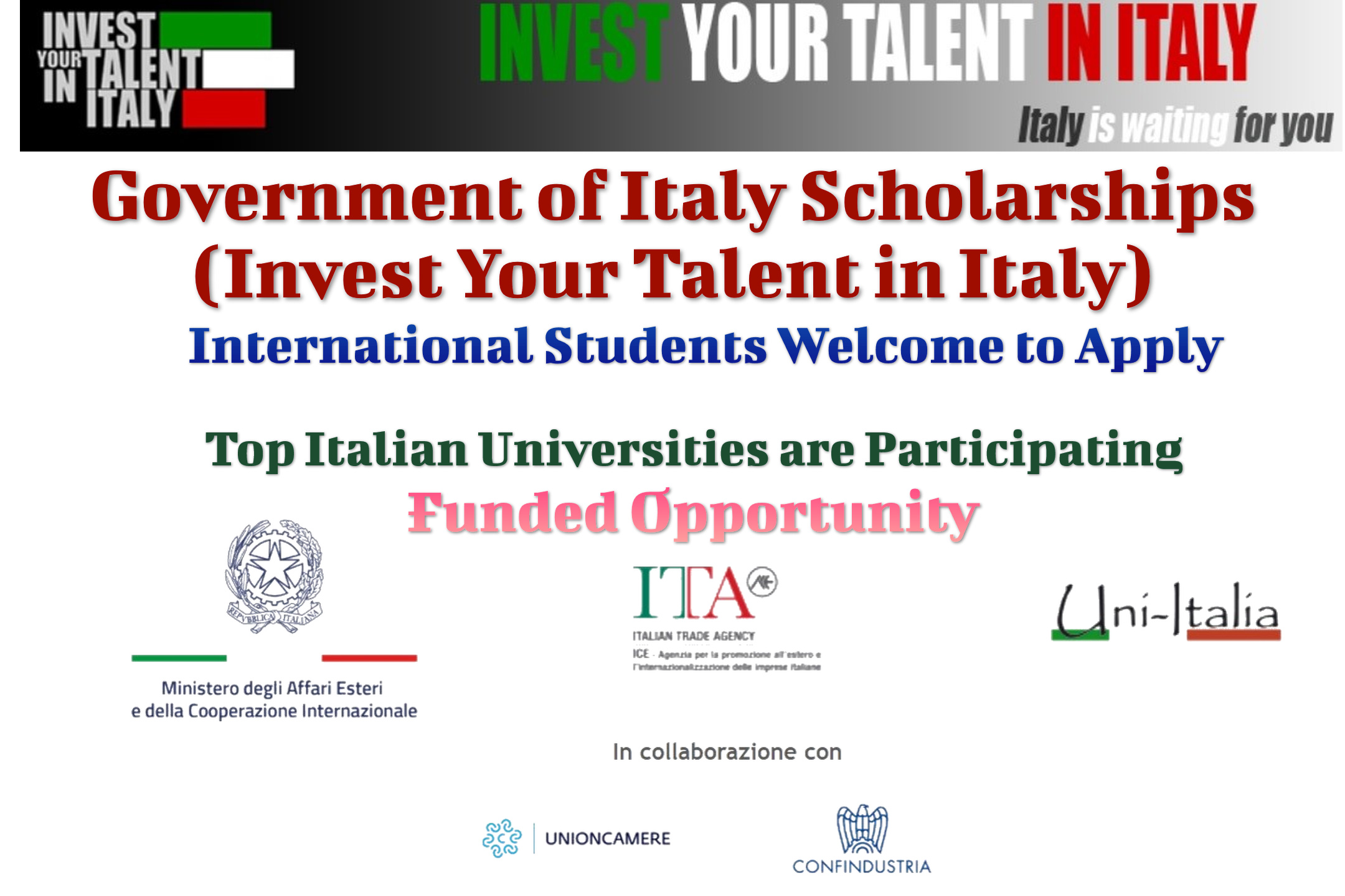 Government of Italy Scholarships
