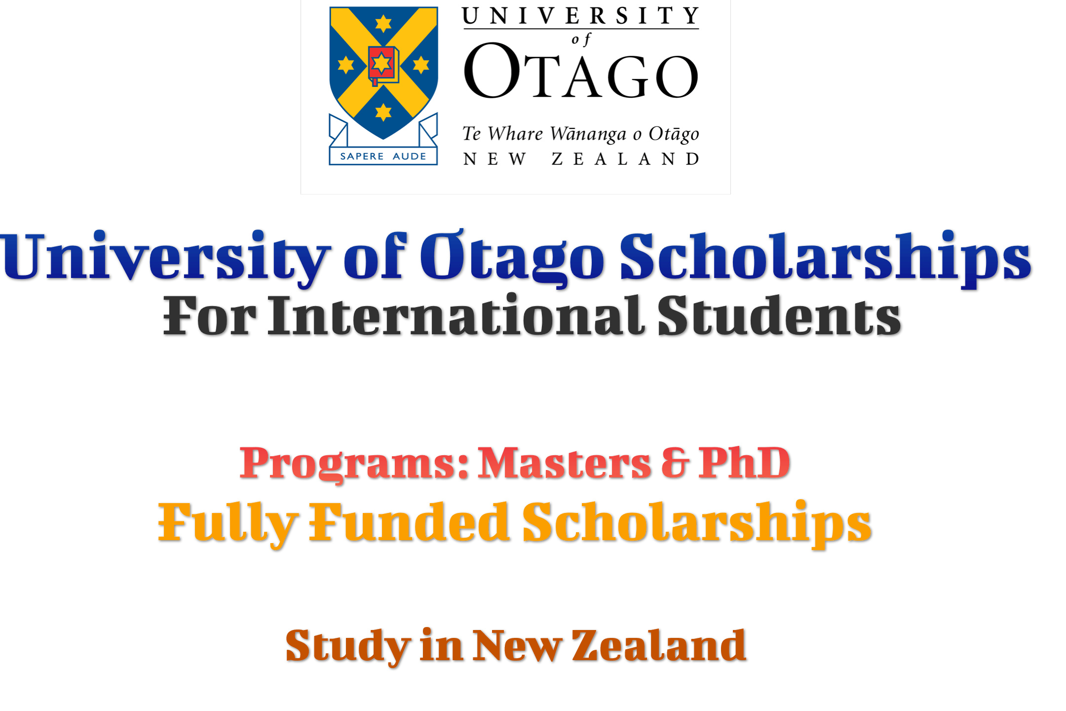 University of Otago Scholarships 2022
