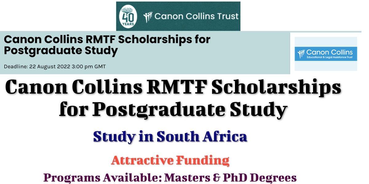 Canon Collins RMTF Scholarships for Postgraduate Study