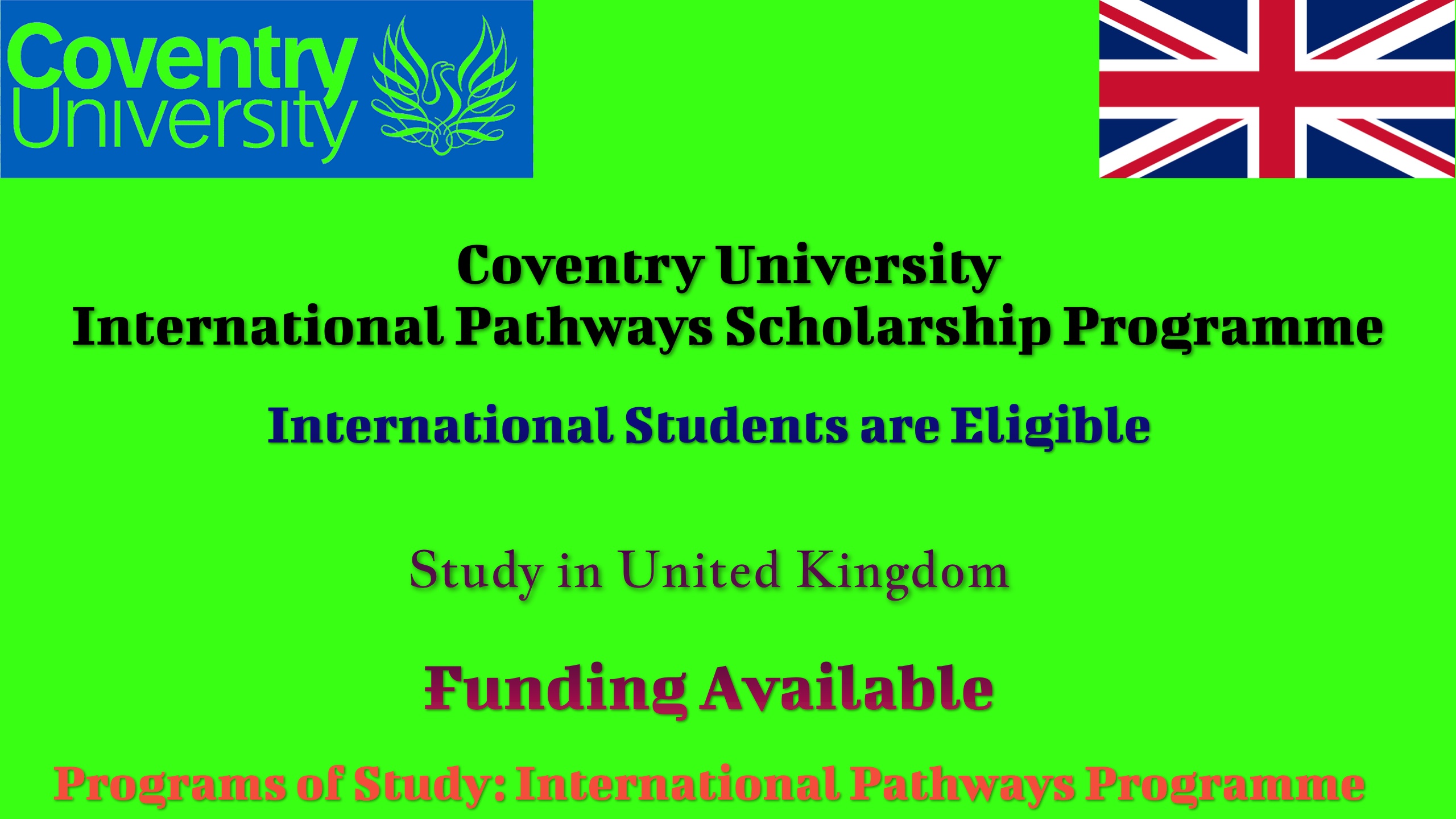 Coventry University International Pathways Scholarship