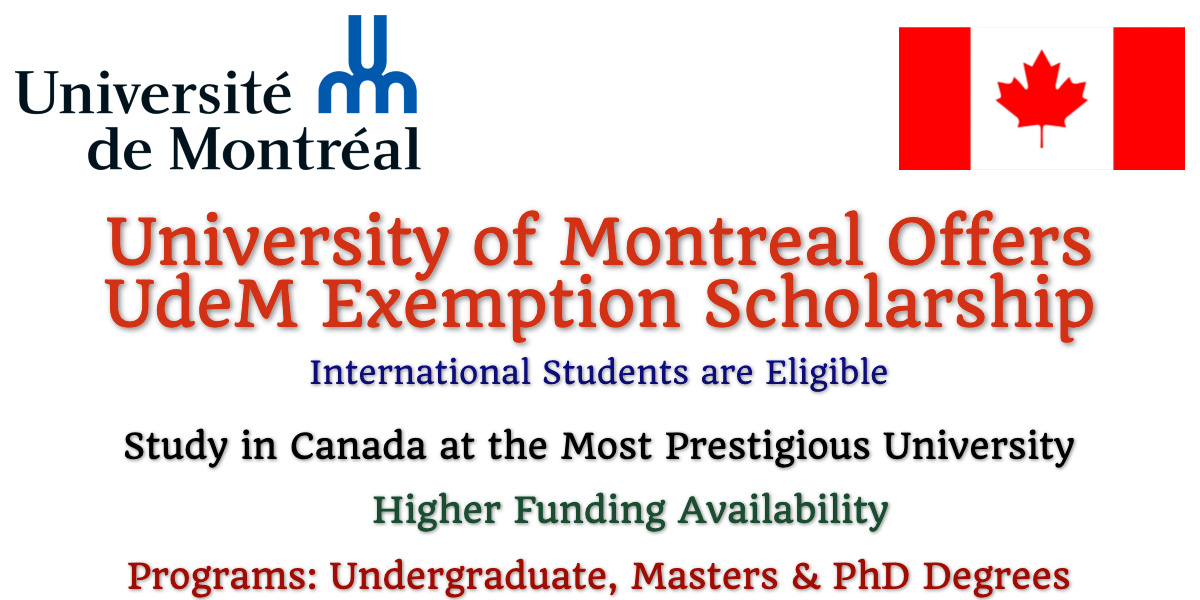 UdeM Exemption Scholarship for International Students